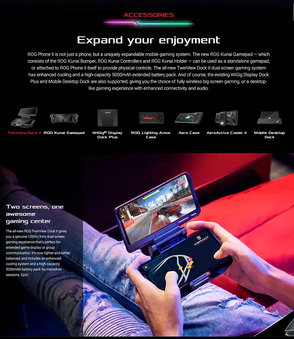 ASUS ROG Phone 2 ZS660KL игровой мобильный телефон с двумя sim-картами 8 ГБ ОЗУ 128 Гб ПЗУ Snapdragon855+ OctaCore 6,59 дюйма 6000 мАч 48 МП NFC Android 9,0
