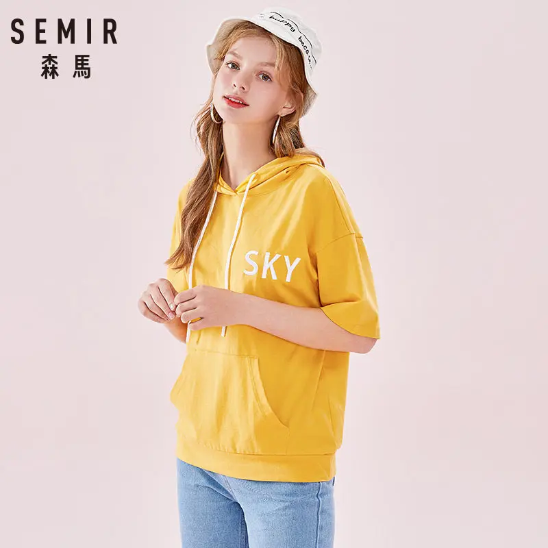 SEMIR женский Графический свитер с опущенным плечом пуловер толстовка ребристым