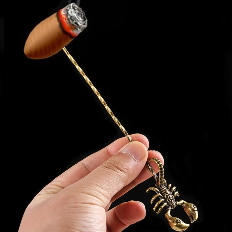 

2021 New Retro Brass Cigar Pass Needle Portable Copper Scorpid Engraving Dredge Drilled Spiral Ventilation Needle Cigar Tool