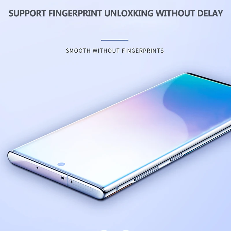 Закаленное стекло 20D для защиты экрана Samsung Galaxy Note 10 Plus УФ-жидкое с полным