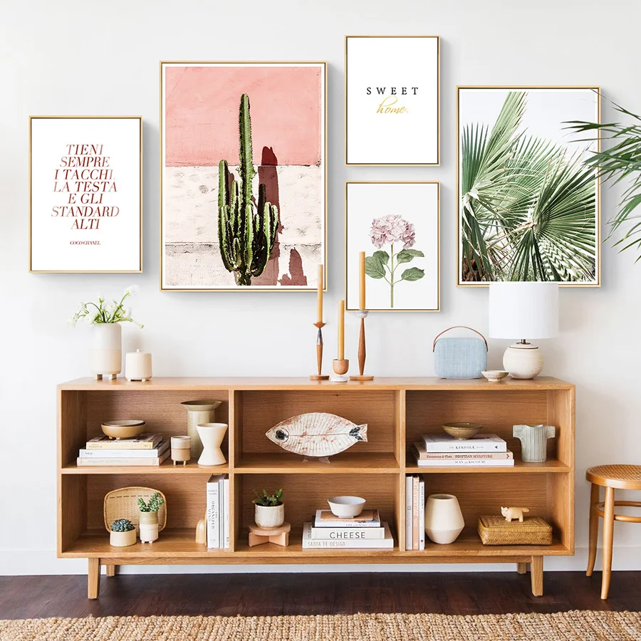 Настенный Цветок картина с растениями печать на холсте декорации розовый постер