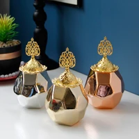 creative polygonal gold plated ceramic incense burner ornaments middle east arab home decoration