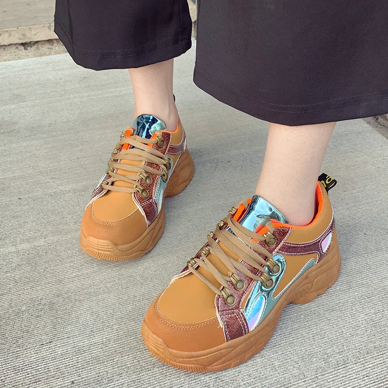 Tleni 2019 Новинка осени спортивная обувь на платформе Для девушек студенток в