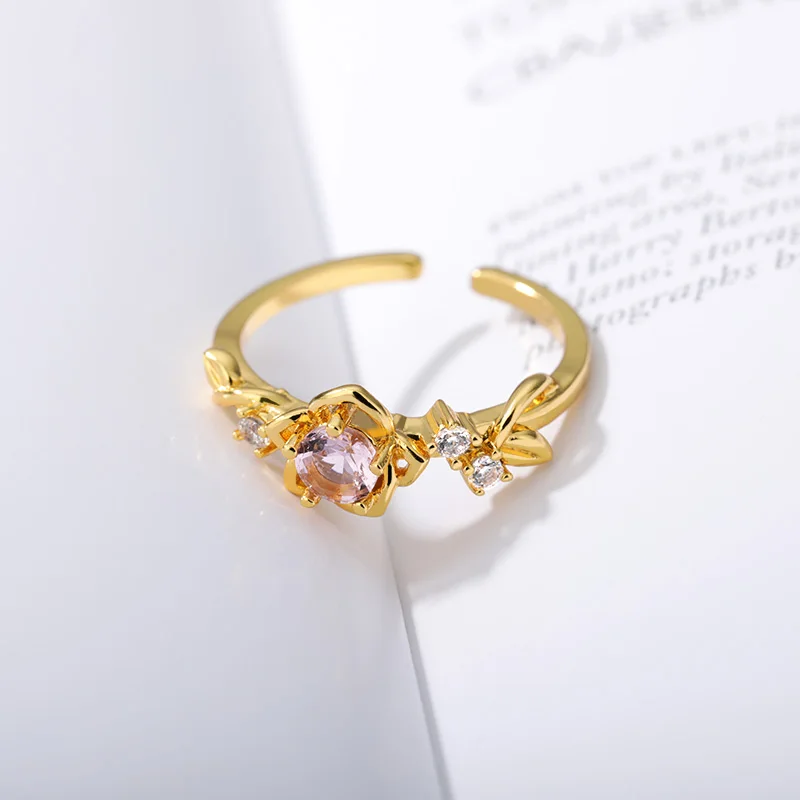 

Dream Princess Ring Series Flower Ring Mosaic Cute Pink Gems Adjustable Ring Best Engagement Jewelry Bridesmaid Accessory Gift
