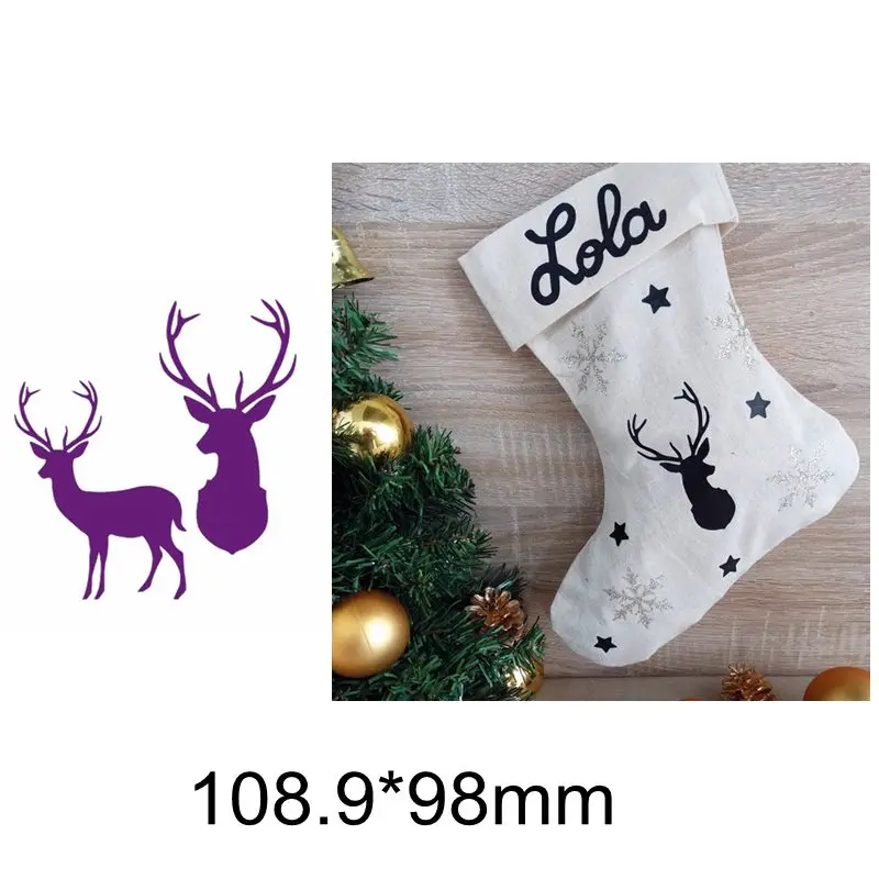 Рождественские металлические Вырубные штампы с двойной головой оленя сделай сам