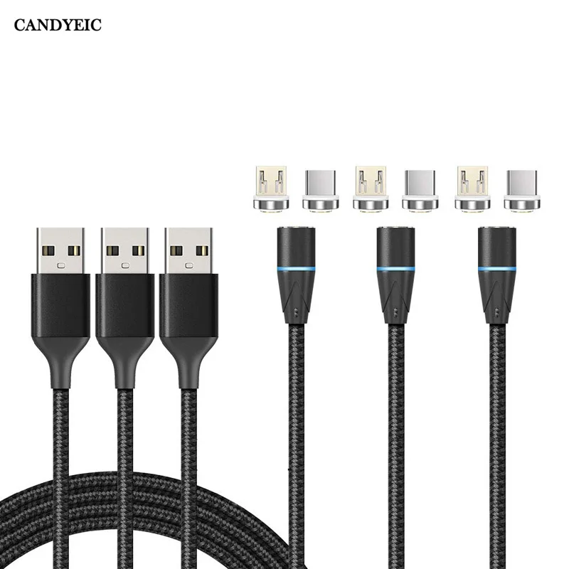 CANDYEIC 1 м USB C Магнитный зарядный кабель для Samsung GALAXY A90 A70 A80 S20 S10 Moto G8Plus G7Plus G6 G5s Plus