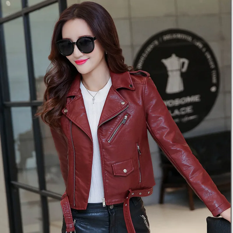 

RICORIT Pu Leather Jackets Female Casual Motorcycle Coats Soft Jacket Women Faux Short Biker Jacket Female Fashion