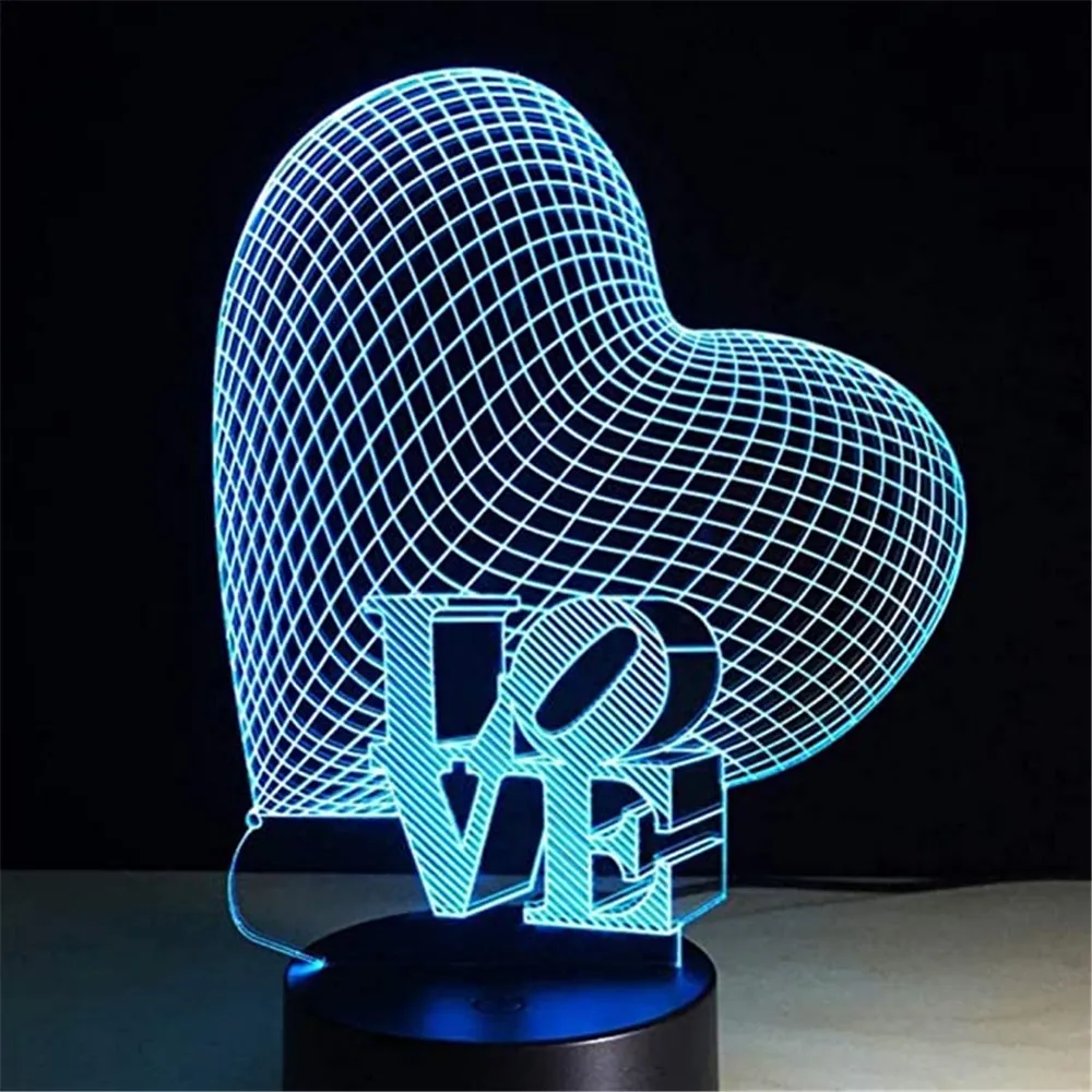 3D иллюзионная лампа LOVE детский ночсветильник меняющие цвета умные сенсорные