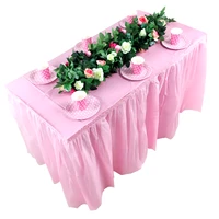 420x70cm disposable white table skirt plastic pink table decoration for birthday party wedding festival round rectangular tables