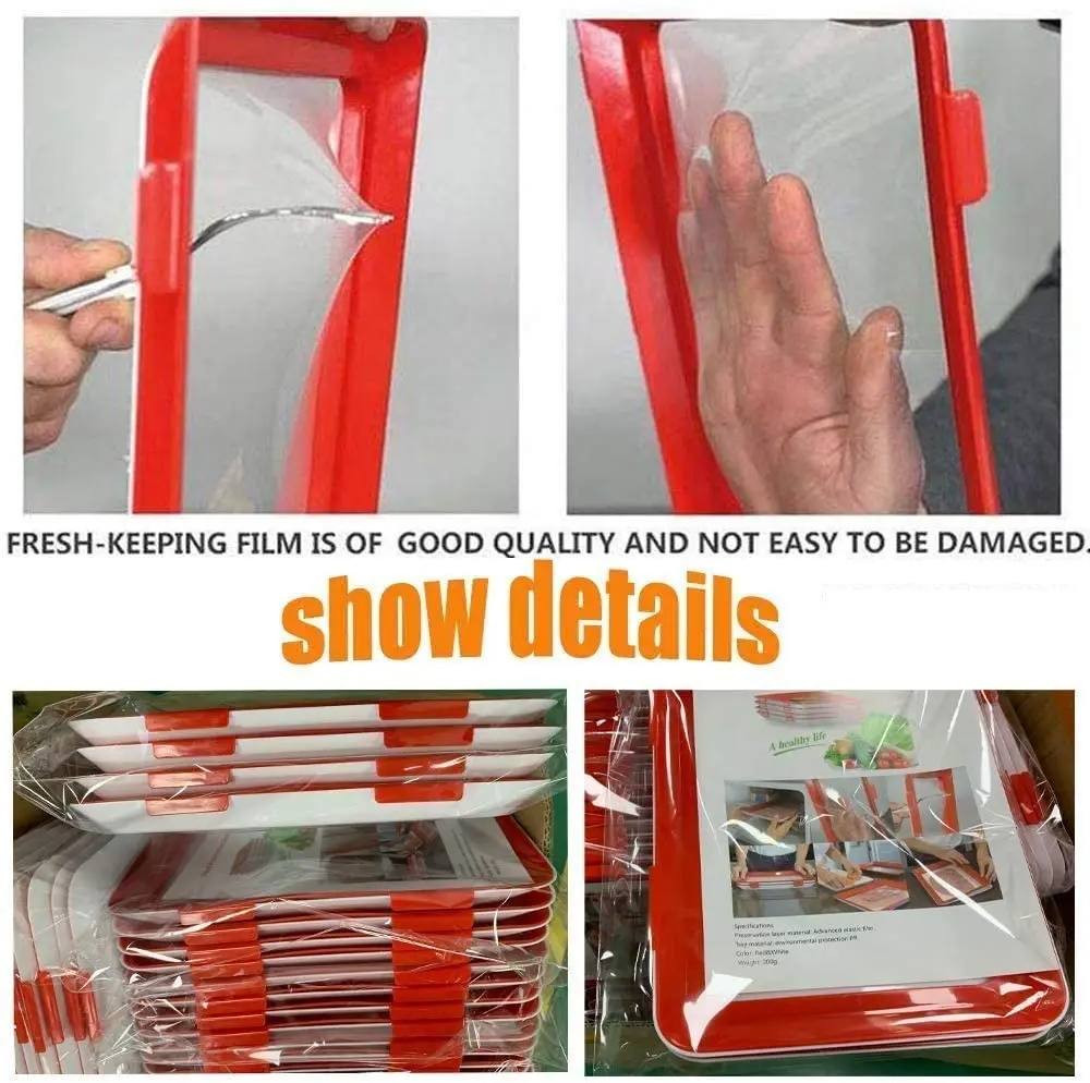 

1PCS Food Plastic Preservation Tray Kitchen Items Food Storage Container Set Food Fresh Storage Microwave Cover Tray Creative