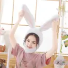 Шапка с капюшоном и ушками кролика, хлопковая плюшевая головка, зимний плюшевый женский костюм, блестящие наушники, шапка с подвижными ушками для женщин и детей