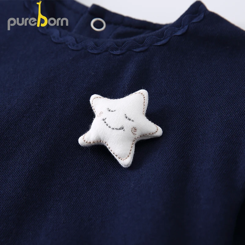 Платье для новорожденных девочек Pureborn хлопковое шифоновое платье с длинным