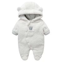 autumn and winter new baby bodysuit bear shaped cashmere thickened package foot clip cotton going out clothing newborn hatsuit