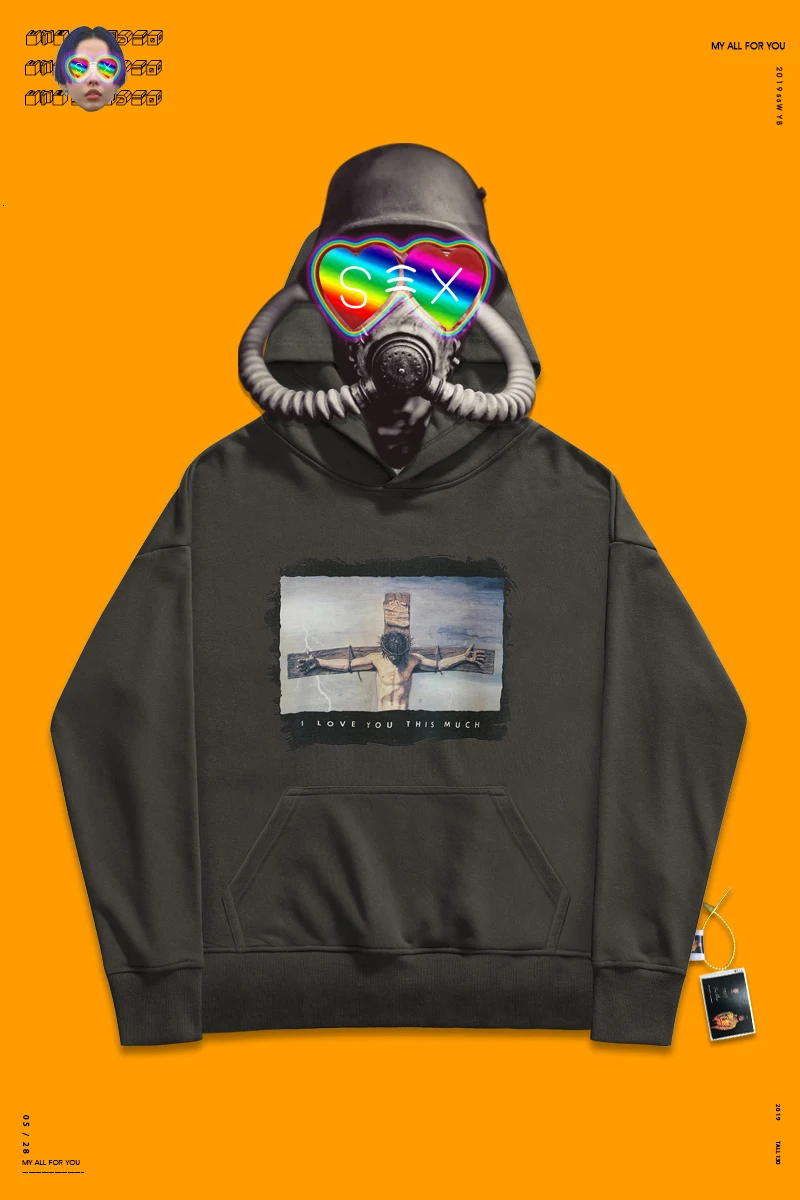 С капюшоном рэп свободный самодельный Досуг Толстовка Мужская Аниме комиксы Ins