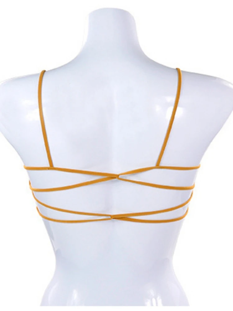 Женский эластичный ребристый бюстгальтер простой однотонный без косточек