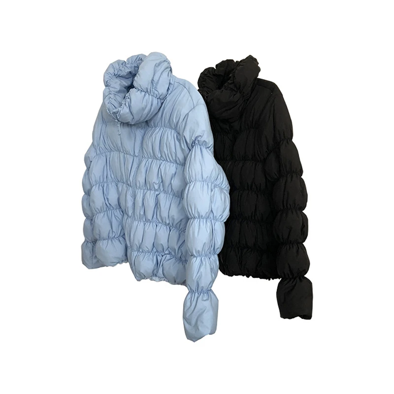 

2020 winter new stylish three-dimensional pleated design white duck down down jacket thickened warmth short women's jacket