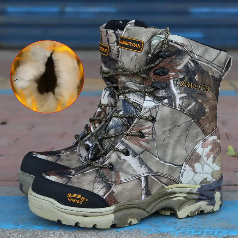 

2021winter New Outdoor Adventure Bionic Boots Jungle High-Top Combat Warm Wool Cotton Boots Men's Hiking Shoes Desert Boots