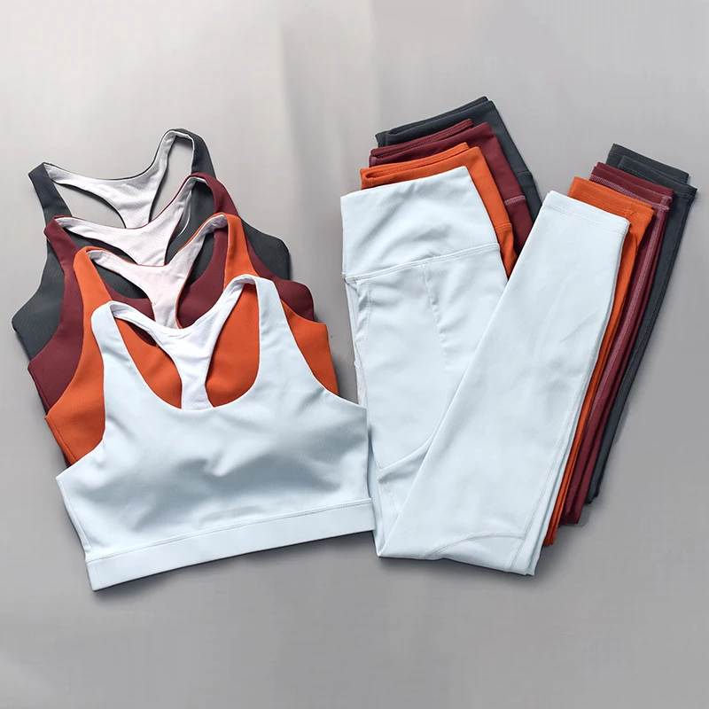 

Female Clothing Yoga Set Fitness For Leggings Women Suit High Waist Yoga Pants Gyms Sportswear Push Up Sport Bra Workout Tights