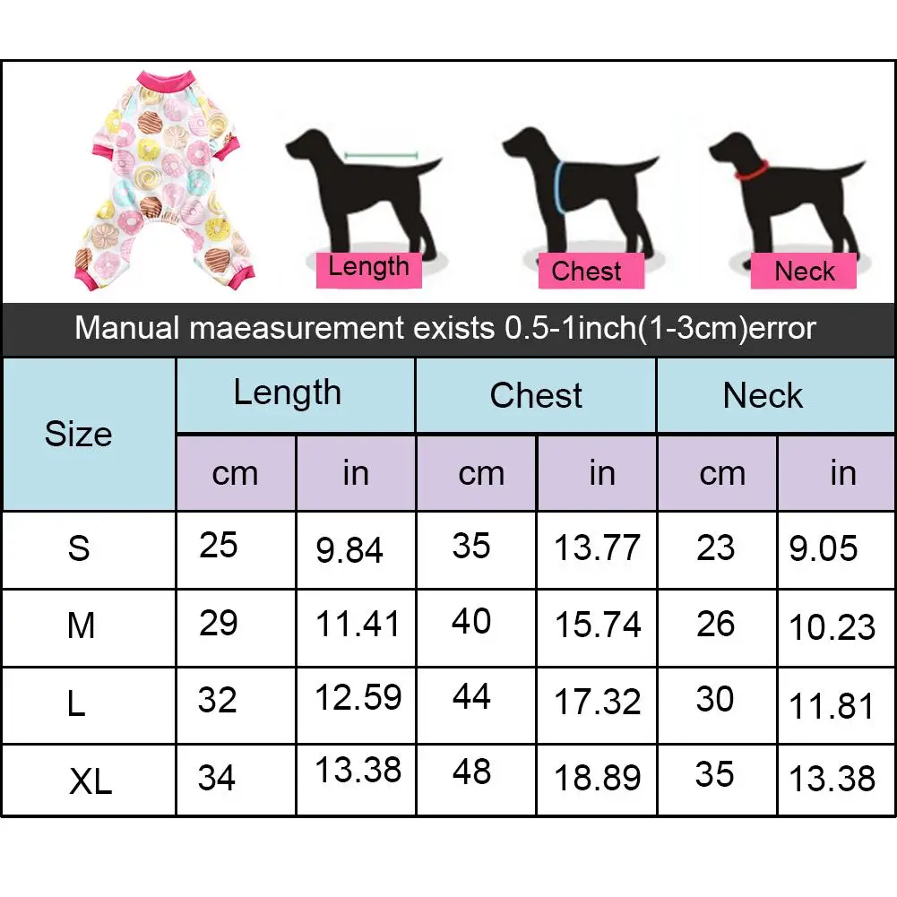 Пончики одежда для домашних животных собаки пижамы мягкие хлопковые рубашки PJS