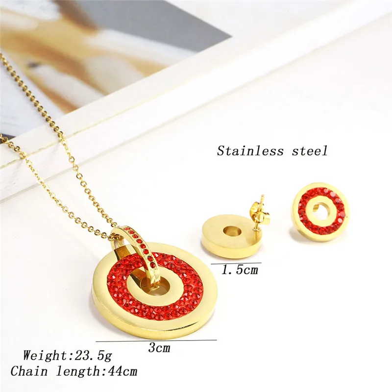 OUFEI Ювелирные наборы из нержавеющей стали красное ожерелье и серьги набор