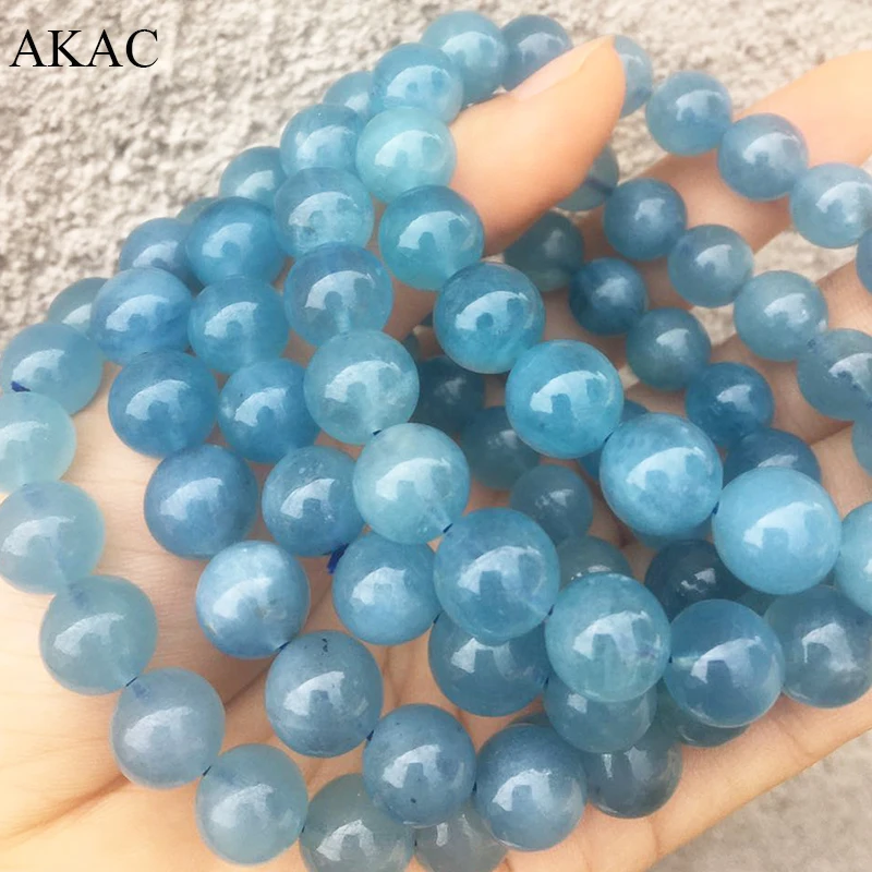 Free shipping 10-10.5mm 100% AAA natural Brazil aquamarine bracelet beads 1bracelet/set | Украшения и аксессуары