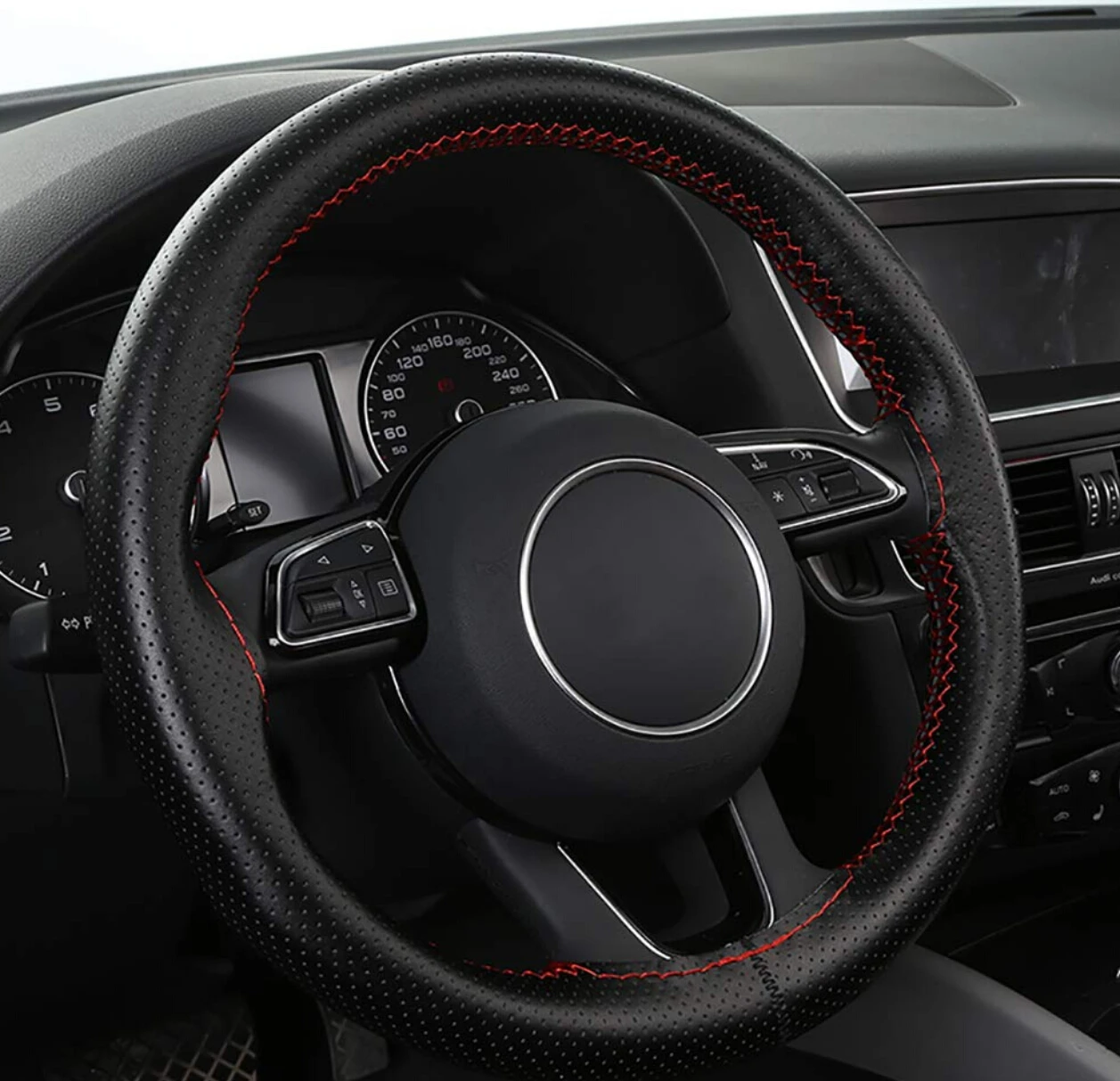Кожаный чехол на руль дышащий дизайн оплетка автомобиля подходит для