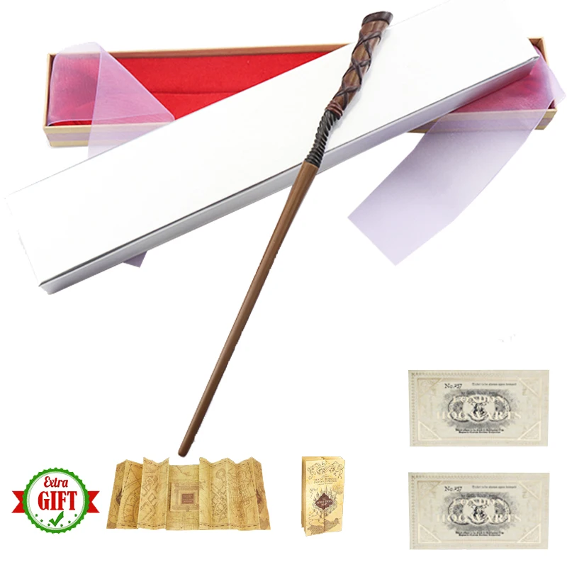 

42 Kinds of Metal Core Geogre Magic Wand Bellatrix Dumbledore Magical Cosplay Wand Silver Ribbon Box Map and Ticket As Gift