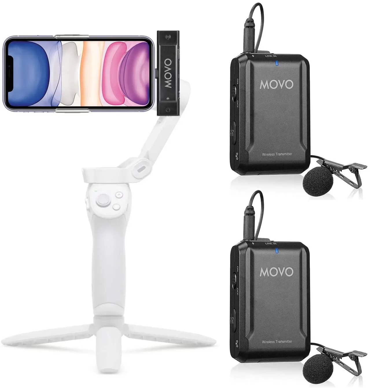 

Movo Edge-DI-Duo Wireless Lavalier for iPhone - Perfect Compact Lav Mic for Smartphone Gimbal Stabilizer - Great for Vlogging,