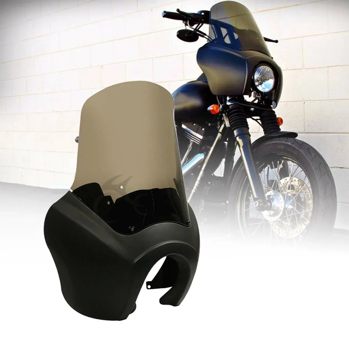 

Motorcycle Headlight Front Fairing Cover with 15" Windshield For Harley Dyna Wide Glide Low Rider Street Bob FXDL FXDXT FXDB