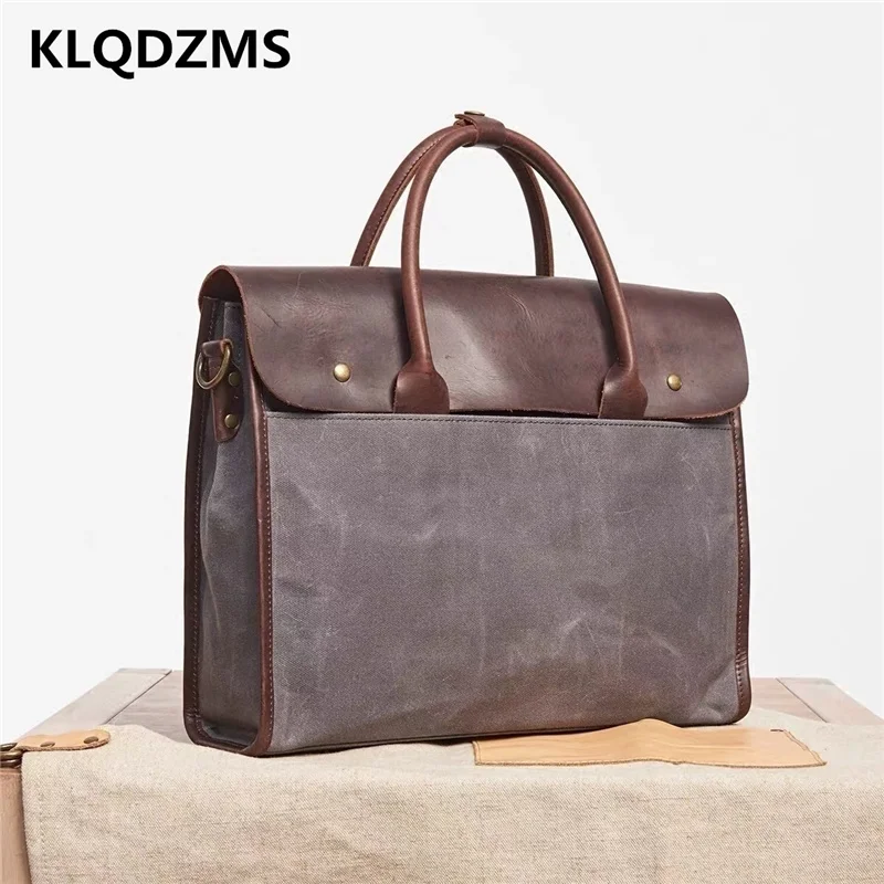 KLQDZMS Multifunctional Men's Bags Fashion Canvas Business Briefcases Male Office Handbag Durable Briefcases Travel Backpack