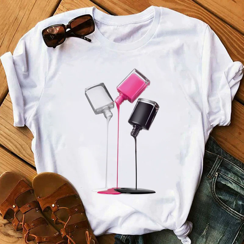 

Топы для макияжа, футболки с принтом в стиле Харадзюку, женские летние футболки, женская футболка с коротким рукавом, женская футболка в под...