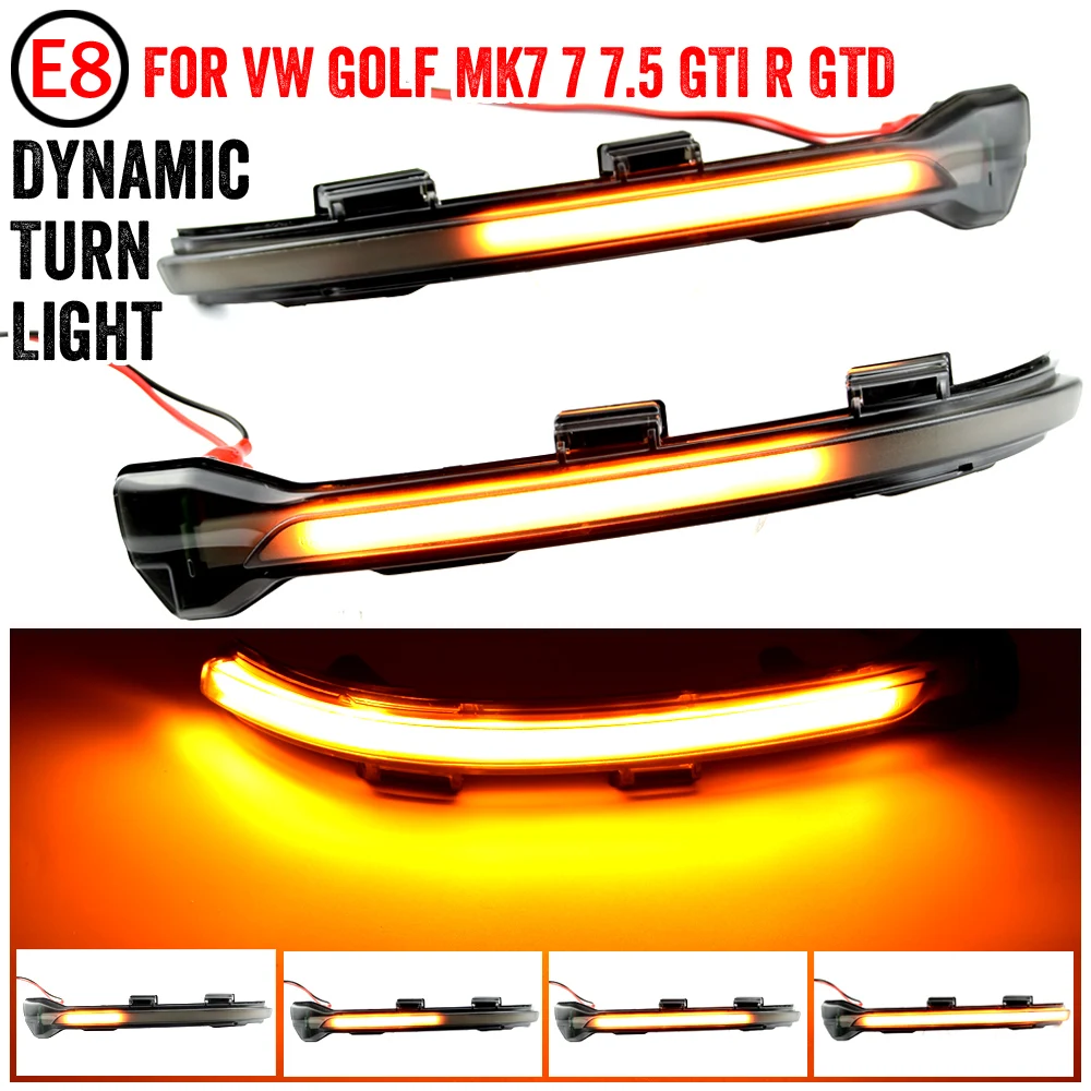 

For VW Golf 7 GTI R GTE GTD MK7.5 13-19 Touran Jetta MK7 LED Dynamic Turn Signal Blinker Sequential Side Mirror Indicator Light