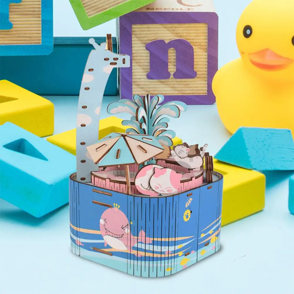 Innovative Birthday Christmas Gift Wooden Music Box Carousel Crafts Ornaments DIY Cottage House Home Decoration |