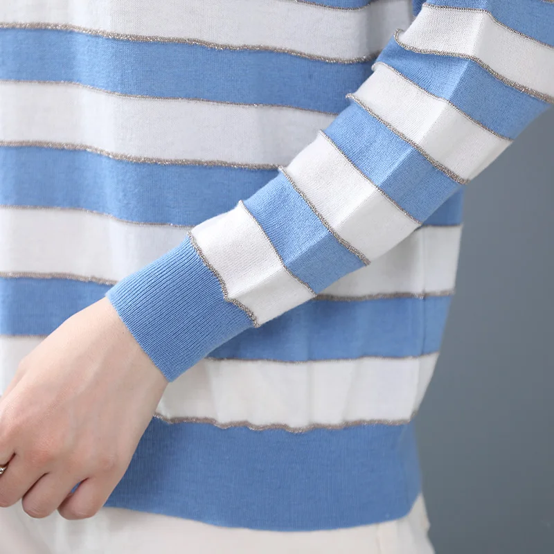 ASLTW Stripe Sweater Woman Autumn Winter Long Sleeve Pullovers Jumper Pull Femme High Quality O Neck Women's | Женская одежда
