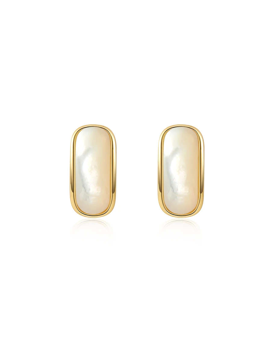 

Mother-of-pearl 18K Gold Plated Silver Stud Earrings