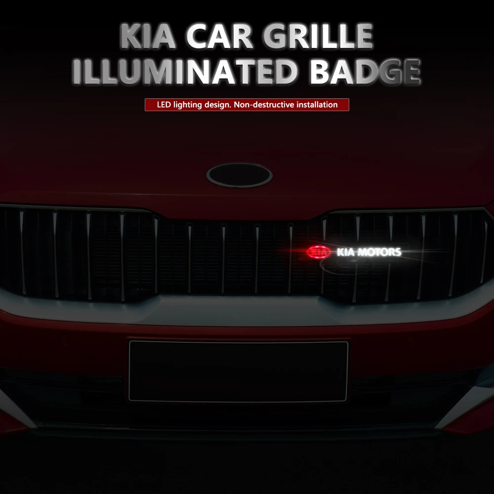 ABS Chrome Grille Emblem Badge LED Decoration lights Car Logo Sticker For KIA Cerato Sportage R k2 k3 k4 k5 k6 Sorento Sportage Soul Optima