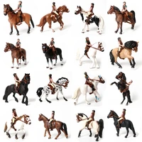 simulation assorted colors equestrian knight rider horse figurinepvc rider figure doll model toy horse sadle decoration gift