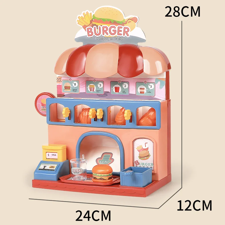 

Kids Hamburger Station Hamburger Simulated Food Vending Machine Beverage Vending Machine Pretend Play Interactive Game Toys