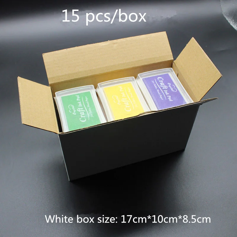 

15pc/box Ink Pad DIY Craft Inkpad Handmade Oil Based Rubber Stamps Fabric Wood Paper Scrapbooking Ink Pad Finger Paint Wedding