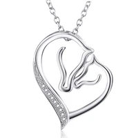 mothers day gift s925 sterling silver necklace heart shaped double horse necklace female