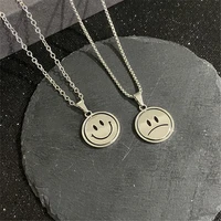 fashion hip hop long chain necklace for women men stainless steel jewelry smiley series chain necklaces punk choker jewelry gift