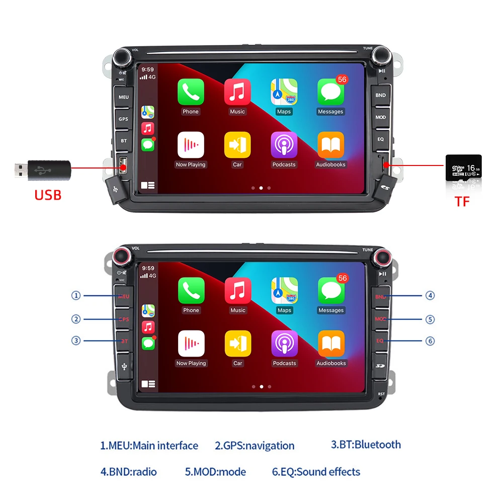 peerce 2din android 10 car radio gps stereo receiver multimedia player for volkswagenvwskodapassat b6seatoctaviapologol free global shipping