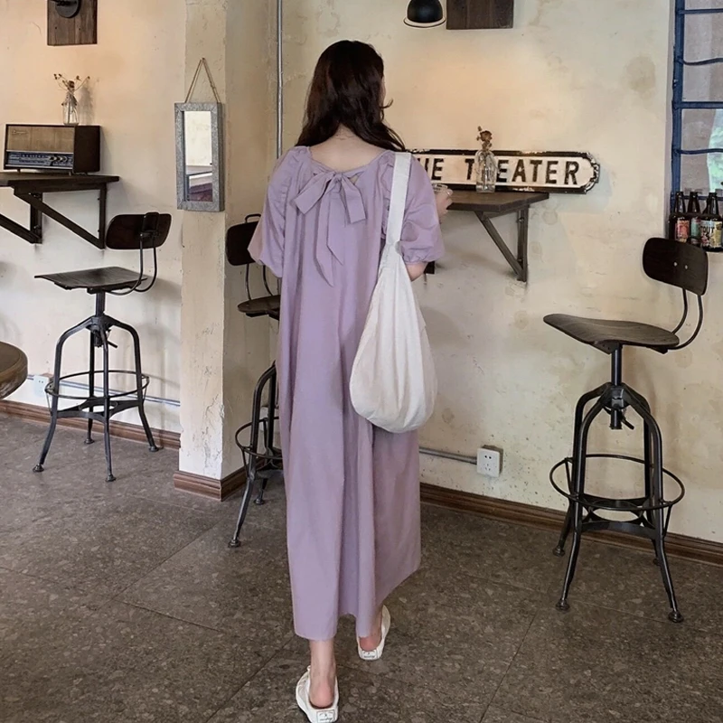 

film firm offers back bow hubble-bubble sleeve dress to restore ancient ways of tall waist loose teamed # 1205