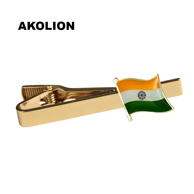 Классический металлический зажим для галстука с итальянским флагом Золотой