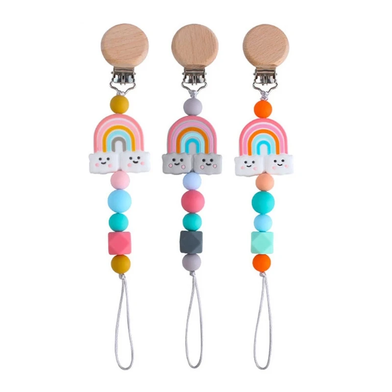 

Rainbow Pacifier Clip Colorful Pacifier Chain Baby Soother Chew Toy Dummy Clips 425F
