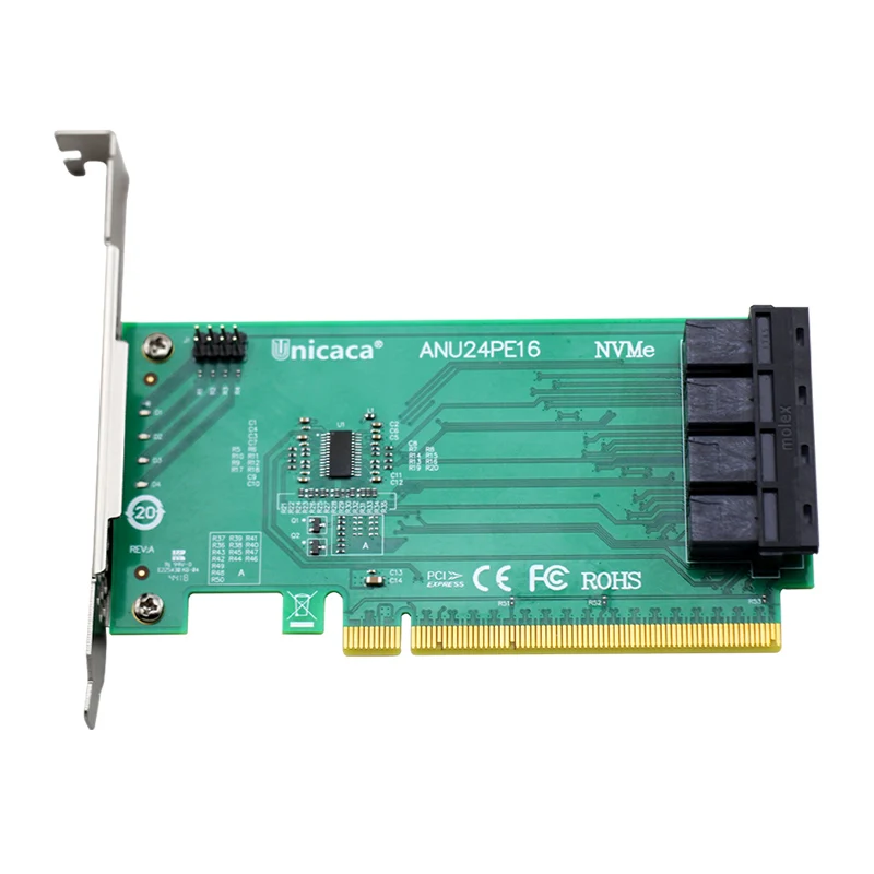 ANU24PE16 Nvme PCIe X16 U.2 SSD 4 порта riser Card SFF8643 к SFF8639 для NVMe SSD с 2 кабелем(ssd не входит