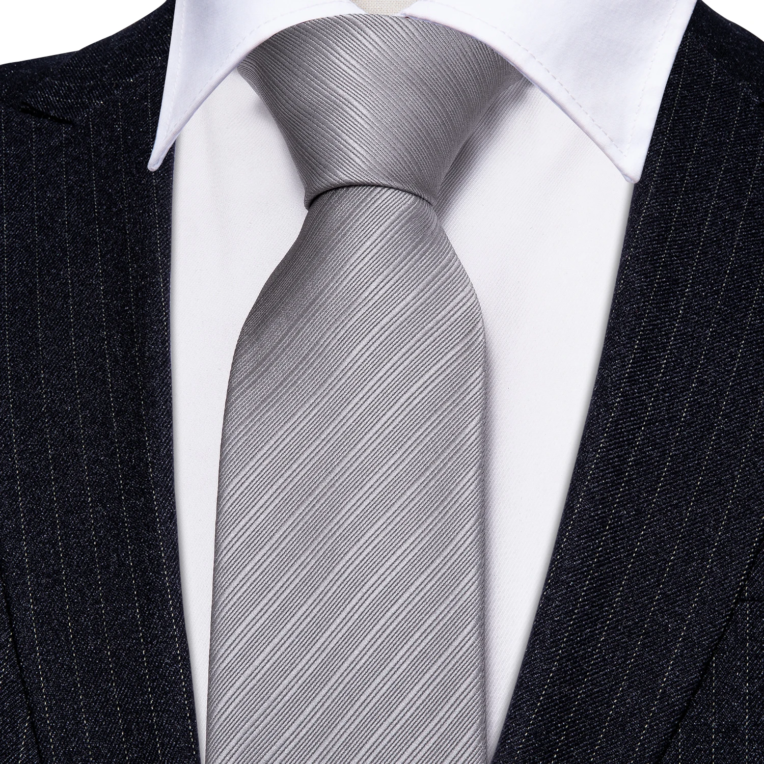 

Fashion Gray Striped Mens Neckties 8.5cm Silk Sigle Ties For Men Wedding Party Businees Barry.Wang Fashion Design F-5081