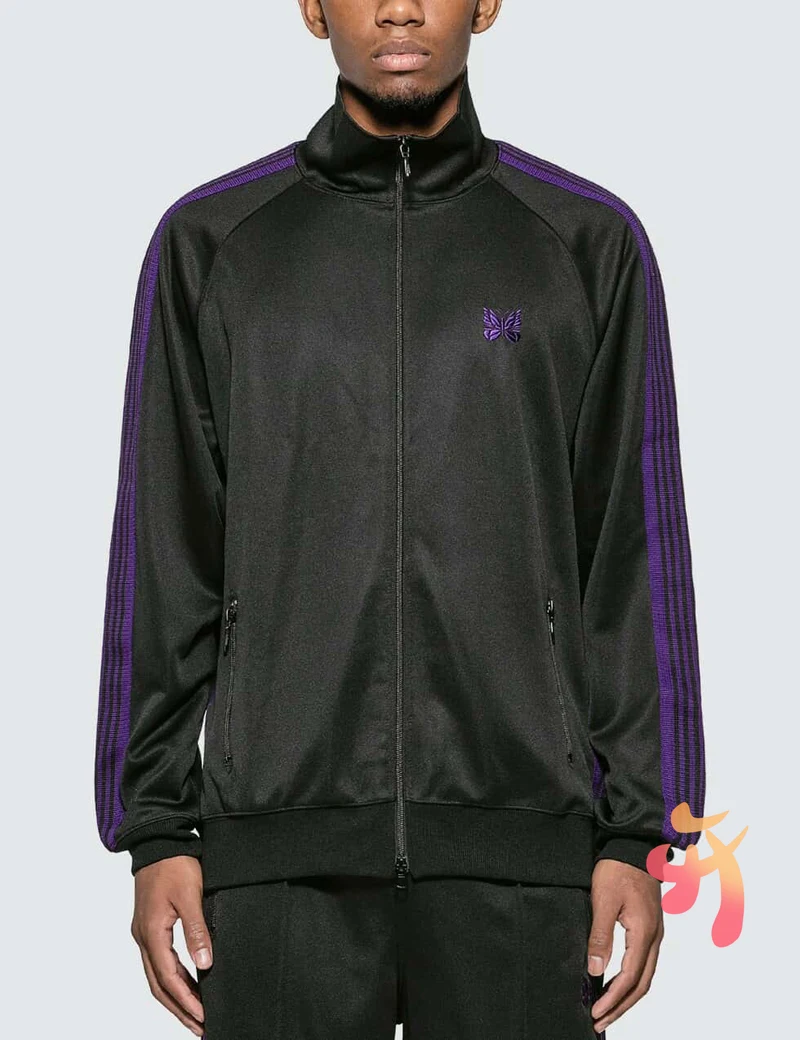 

Men Women AWGE Needles Sportswear Butterfly Embroidery Retro Striped Sweatshirt Pants AWGE Oversize Couple Sports Casual Suit