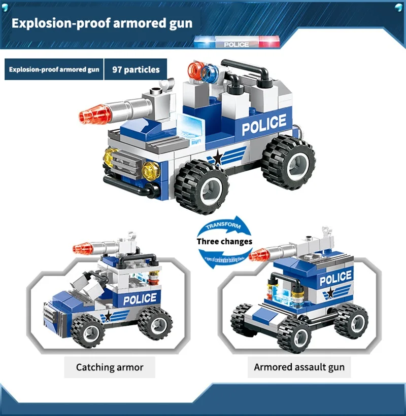 8 в 1 762 шт. городской полицейский участок строительные блоки автомобиль вертолет