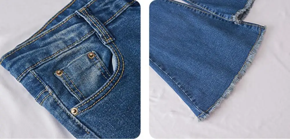 

Casual Long High Waisted Flare Jeans Women autumn spring Slim Stretch Skinny Bell Bottom Jeans Female s123